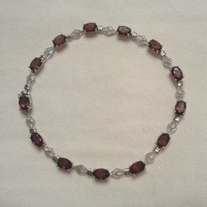 10K SOLID STAMPED (Not Filled) WG Genuine 9ct Rhodolite & Diamond Bracelet 💖
